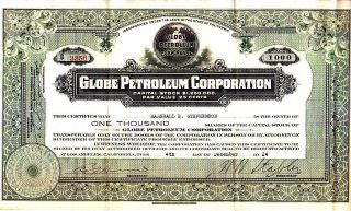 Globe Petroleum Corporation Ca 1924 Stock Certificate photo