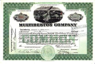 Multibestos Company Ma 1928 Stock Certificate photo