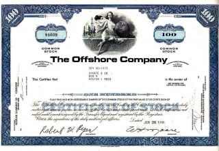 Offshore Company 1968 Stock Certificate photo