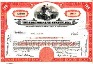 Columbia Gas System 1969 Stock Certificate photo