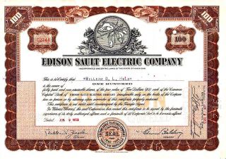 Edison Sault Electric Mi 1953 Stock Certificate photo