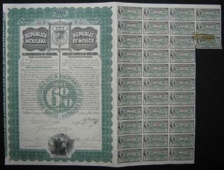 Mexico Republica Mexicana Cordoba 6% Bond $500 1904 photo