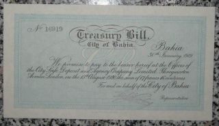 Brazil City Of Bahia Treasury Bill 1919 photo