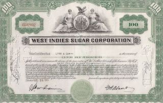 West Indies Sugar Corporation. . . . .  1945 Stock Certificate photo