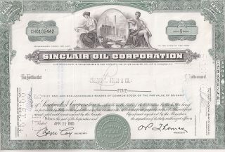 Sinclair Oil Corporation. . . .  1961 Stock Certificate photo