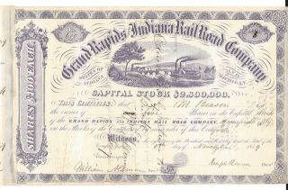 Grand Rapids And Indiana Railroad Company. . . .  1858 Stock Certificate photo