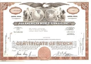 Usa 1967 Pan American Airways Bond Share Loan Stock Ef photo
