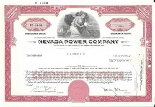 Nevada Power Company. . . . . . . .  1973 Stock Certificate photo