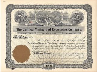 The Caribou Mining And Development Company (shawnee Ohio) 1900 ' S Unissued Stock photo