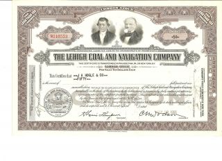 The Lehigh Coal And Navigation Company Stock Certificate,  Cert,  50 Shares,  1955 photo