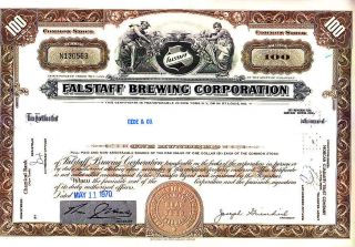 Falstaff Brewing Corporation 1970 Stock Certificate photo