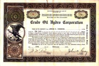 Crude Oil Hydro Corporation 1932 Stock Certificate photo
