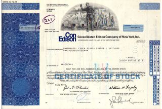 Stock Certificate - Consolidated Edison Company Of York 1975 photo