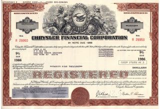 Debenture Certificate - Crysler Financial Corporation,  25000us$ - 1982 photo