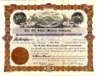 Oil Shale Mining Company Co 1925 Stock Certificate photo