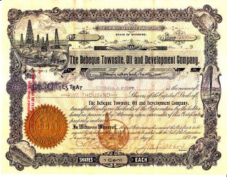Debeque Townsite,  Oil And Development Company Wy 1902 Stock Certificate photo