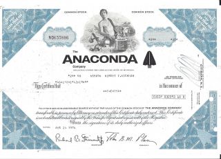 The Anacoda Company. . . . . . . .  1976 Stock Certificate photo