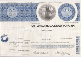 United Technologies Corporation. . . .  1979 Stock Certificate photo