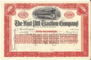 The Fort Pitt Traction Company. . . . . .  1800 ' S Unissued Stock Certificate photo
