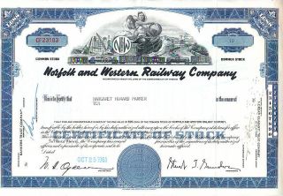 Norfolk And Western Railway Va 1961 Stock Certificate photo