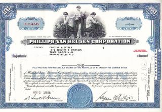 Phillips - Van Heusen Corp Ny 1966 Stock Certificate photo