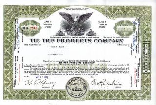 Tip Top Products Company Ne 1962 Stock Certificate photo