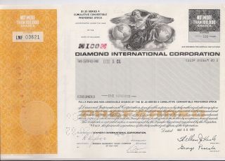 Diamond International Corporation. . . .  1979 Stock Certificate photo