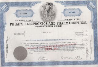 Philips Electronics And Pharmaceutical Industries Corp. . . .  1969 Stock Certificate photo