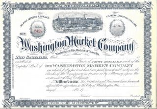 Washington Market Company. . . . .  Unissued Stock Certificate photo