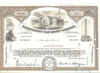 Washington Gas Light Company Stock Certificate photo