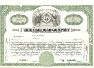 Erie Railroad Company Stock Certificate From 1958 photo