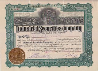 Industrial Securities Company 1917 Stock Certificate photo