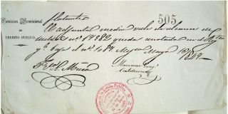 Mexico 1849 Credito Publico Comision Sueldo Mariano Calderon Bond Loan Rr photo