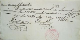 Mexican 1849 Credito Publico Comision Provisional Sueldo Mariano Calderon Bond photo