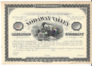 The Nodaway Valley Railroad Company. . .  1880 ' S Stock Certificate photo