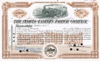Usa Peoria & Eastern Railway Company Stock Certificate photo