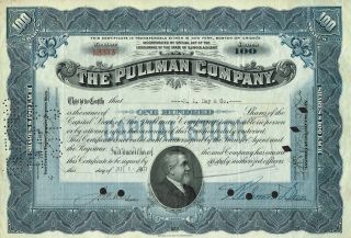 Usa The Pullman Company Stock Certificate 1921 Capital Stock photo