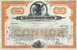 Usa North American Company Stock Certificate 1929 photo