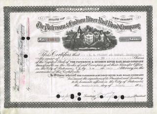 Usa Paterson & Hudson River Railroad Company Stock Certificate photo