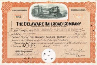 Usa Delaware Railroad Company Stock Certificate photo