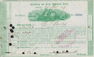 Usa Chicago Milwaukee & St Paul Railway Stock Certificate 1879 photo
