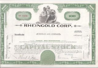 Rheingold Corp. . . . . . . . . . .  1965 Stock Certificate photo