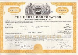 The Hertz Corporation. . . . . . .  Debenture Due April 2001 photo