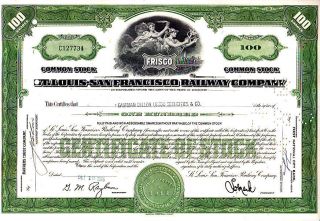 St Louis - San Francisco Railway Mo 1965 Stock Certificate photo