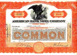 American Bank Note Company Ny 1935 Stock Certificate Eagle Vignette photo