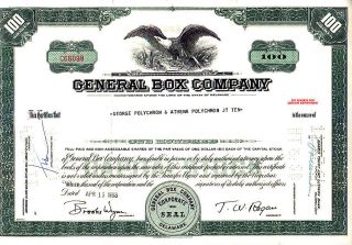 General Box Company 1963 Stock Certificate Eagle Vignette photo