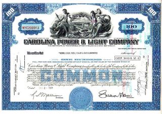 Carolina Power & Light Company Nc 1971 Stock Certificate photo