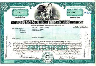 Columbus And Southern Ohio Electric Company Oh 1978 Stock Certificate photo