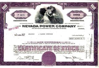 Nevada Power Company Nv 1973 Stock Certificate photo