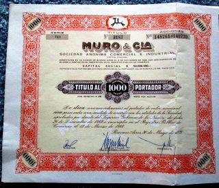 Wall And Company Muro & Cia Stock Certificate Buenos Aires Argentina 1978 T3u photo